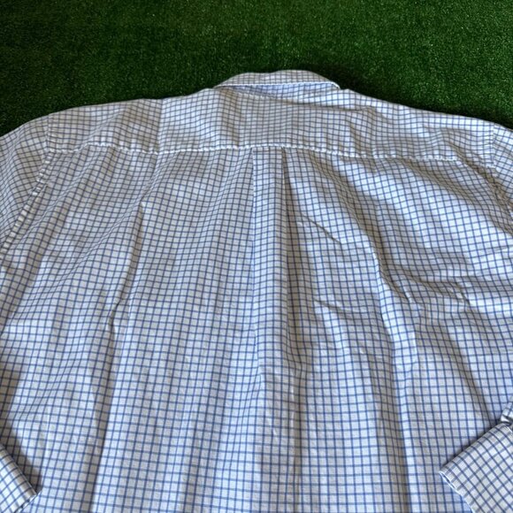 Peter Millar Long Sleeve Button Down Plaid Blue Oxford Easy Care Shirt Size XL - Picture 12 of 12